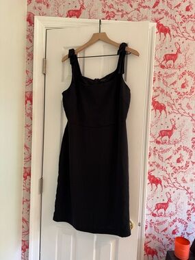 Ann Taylor Black Tie-Shoulder Dress